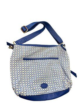 Fossil VTG wms bllue gold leather blended messenger crossbody bag SKU 10-049
